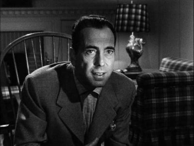 Humphrey Bogart looks demented.